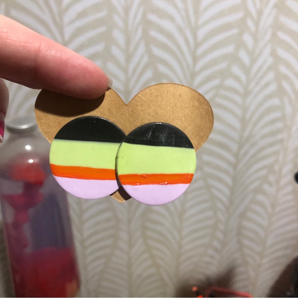 NEW Large Polymer Clay Green, Black, Purple, and Orange Halloween Studs - Picture 3 of 4